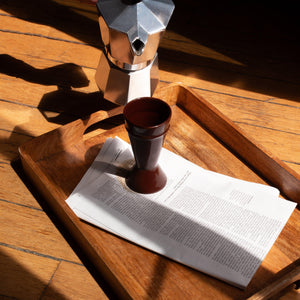 Breakfast tray including newspaper set with a Mazagran Coffee Cup