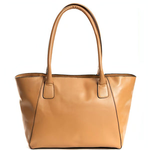 Tan Athena Tote Bag in front of a white background