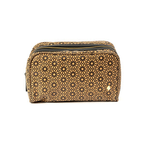 Vegan Leather cosmetic bag with geometric pattern on a white background