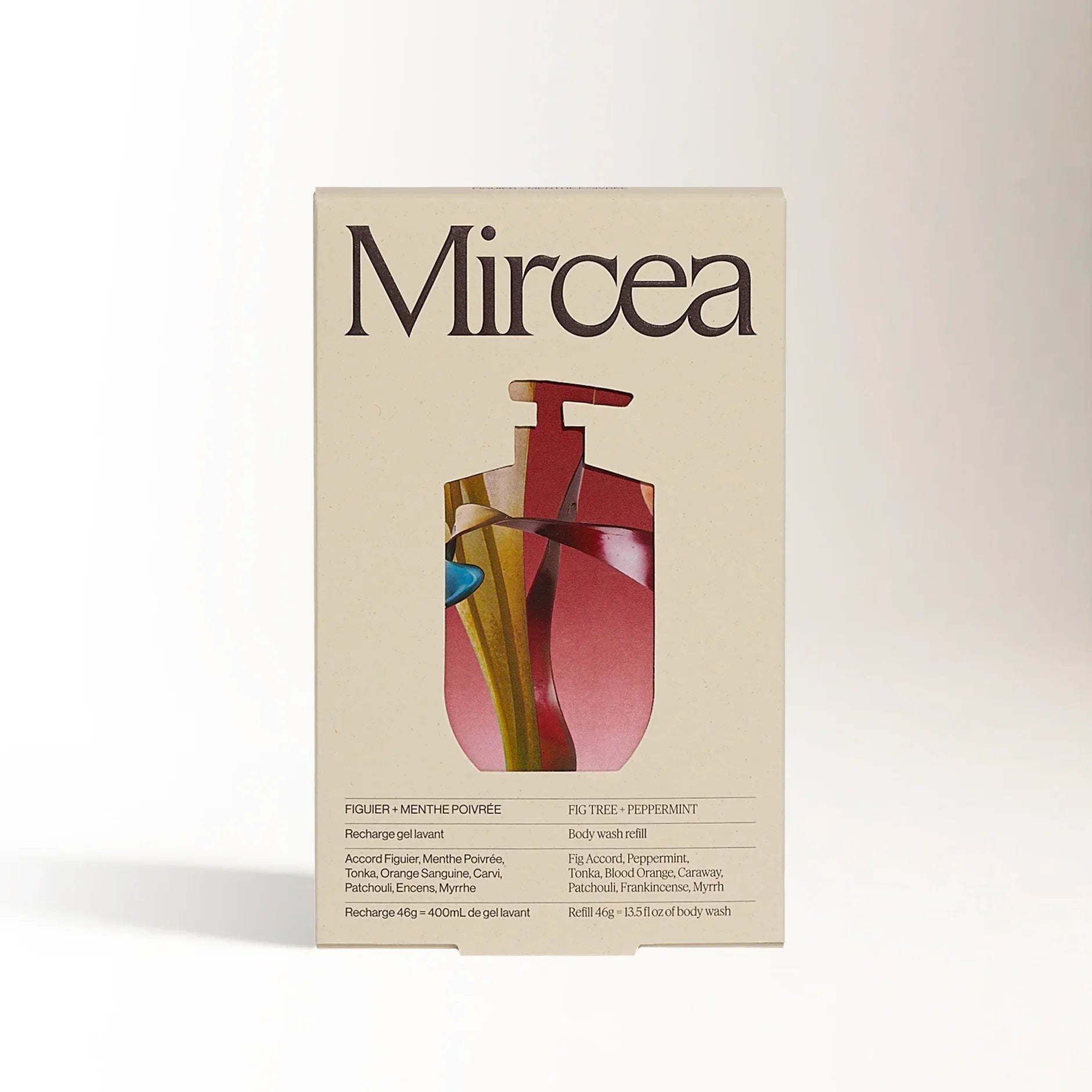 Mircea product packaging on a beige background