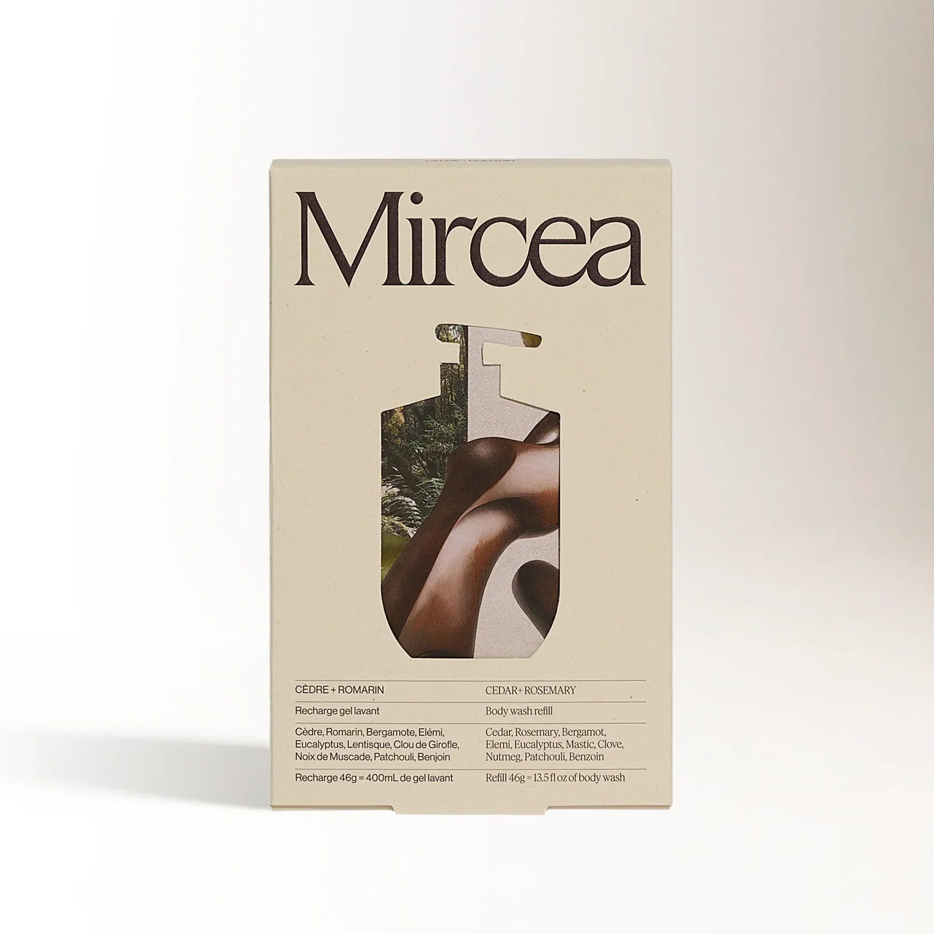 Mircea product packaging on a beige background