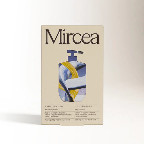 Mircea product packaging on a light background