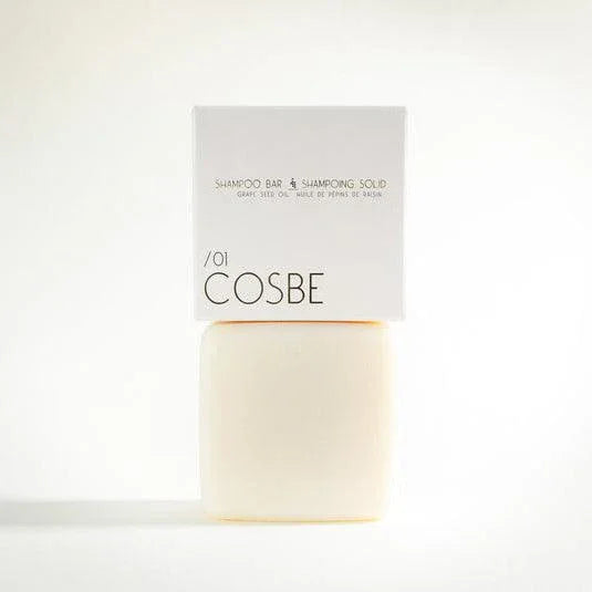 cosbe solid shampoo bar. designed to be as kind to the planet as it is your hair. made from circular ingredients