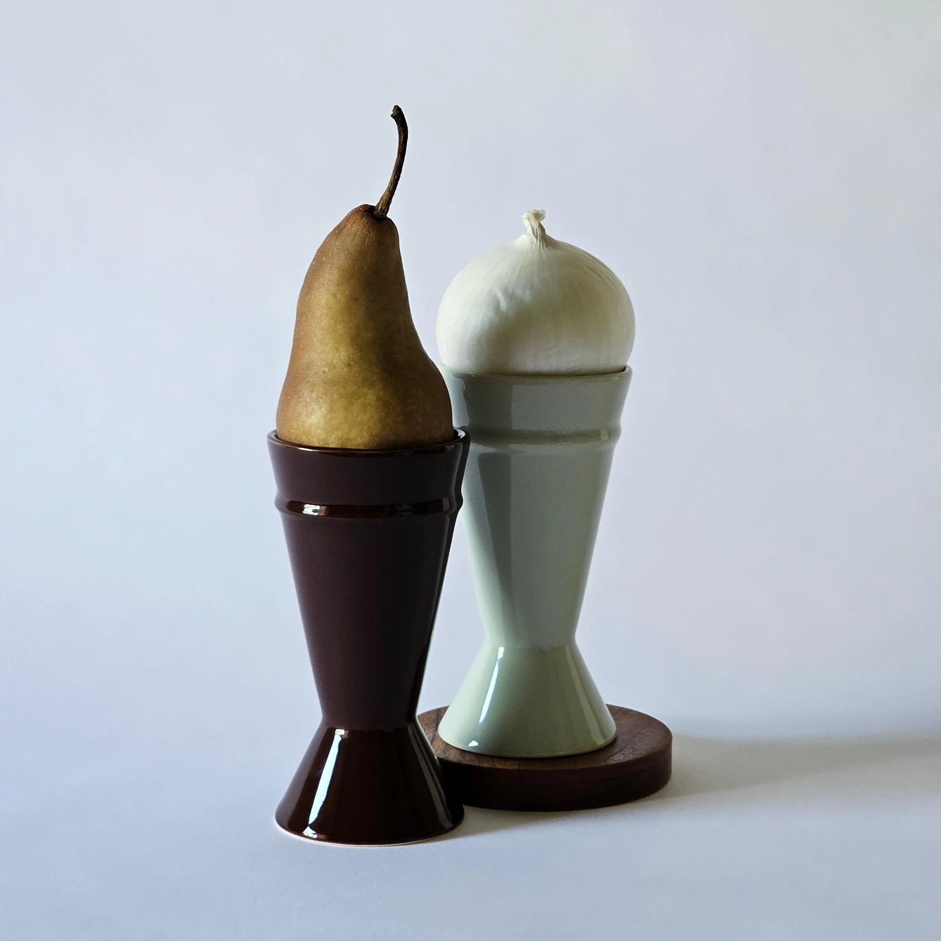 mazagran coffee cups made from upcycled clay against a white background