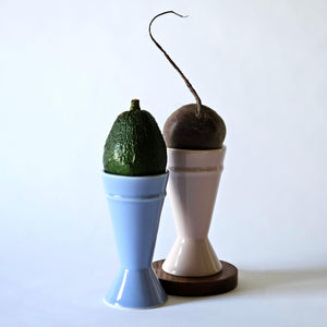 two mazagran coffee cups made from ethically sourced materials on a white background