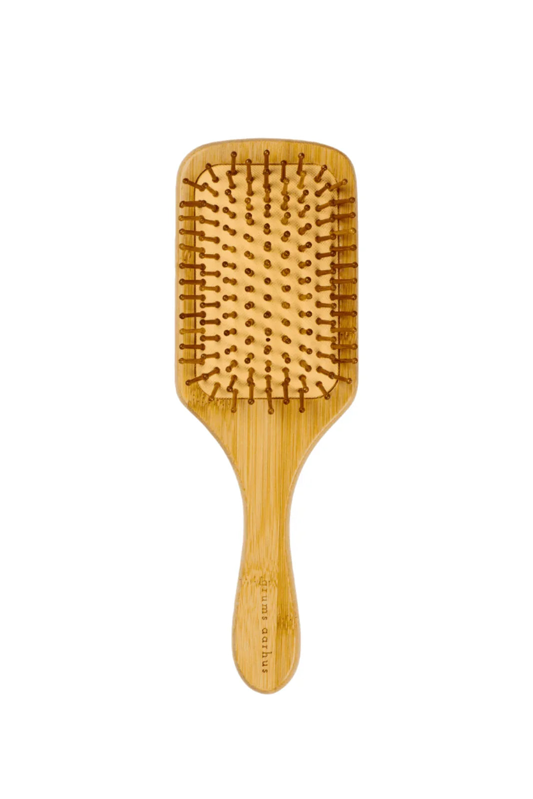 grums Bamboo Hairbrush birds eye view. plain white background